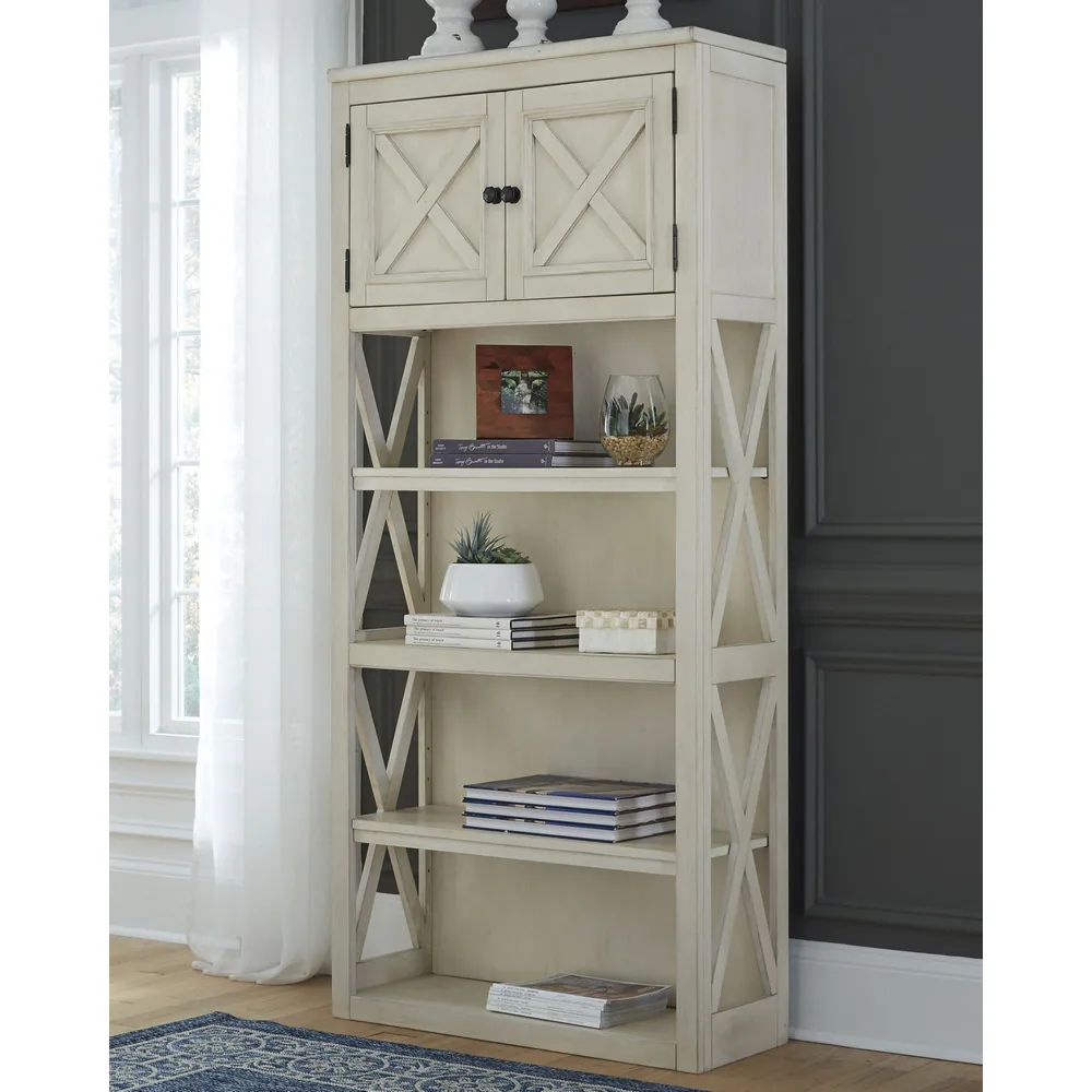 Bolanburg Casual Large Bookcase Two-tone (Cream - Book Shelf - 3 Shelf) | Bed Bath & Beyond