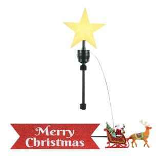 Animated Santa's Sleigh with Banner Tree Topper By Mr. Christmas in Red | 20" | Michaels® | Michaels Stores