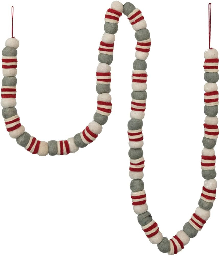 Creative Co-Op Wool Felt Garland, Red, Grey, and Cream | Amazon (US)