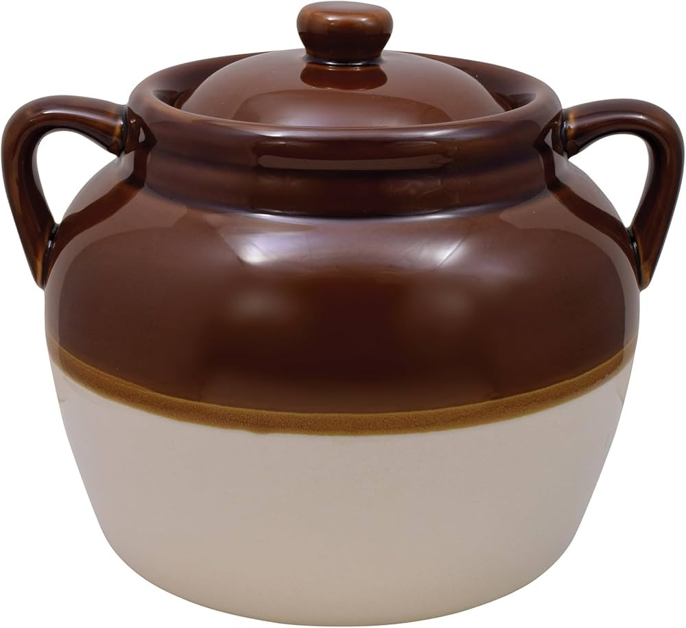 R&M International Traditional Style 4.5-Quart Large Ceramic Bean Pot with Lid, Brown | Amazon (US)