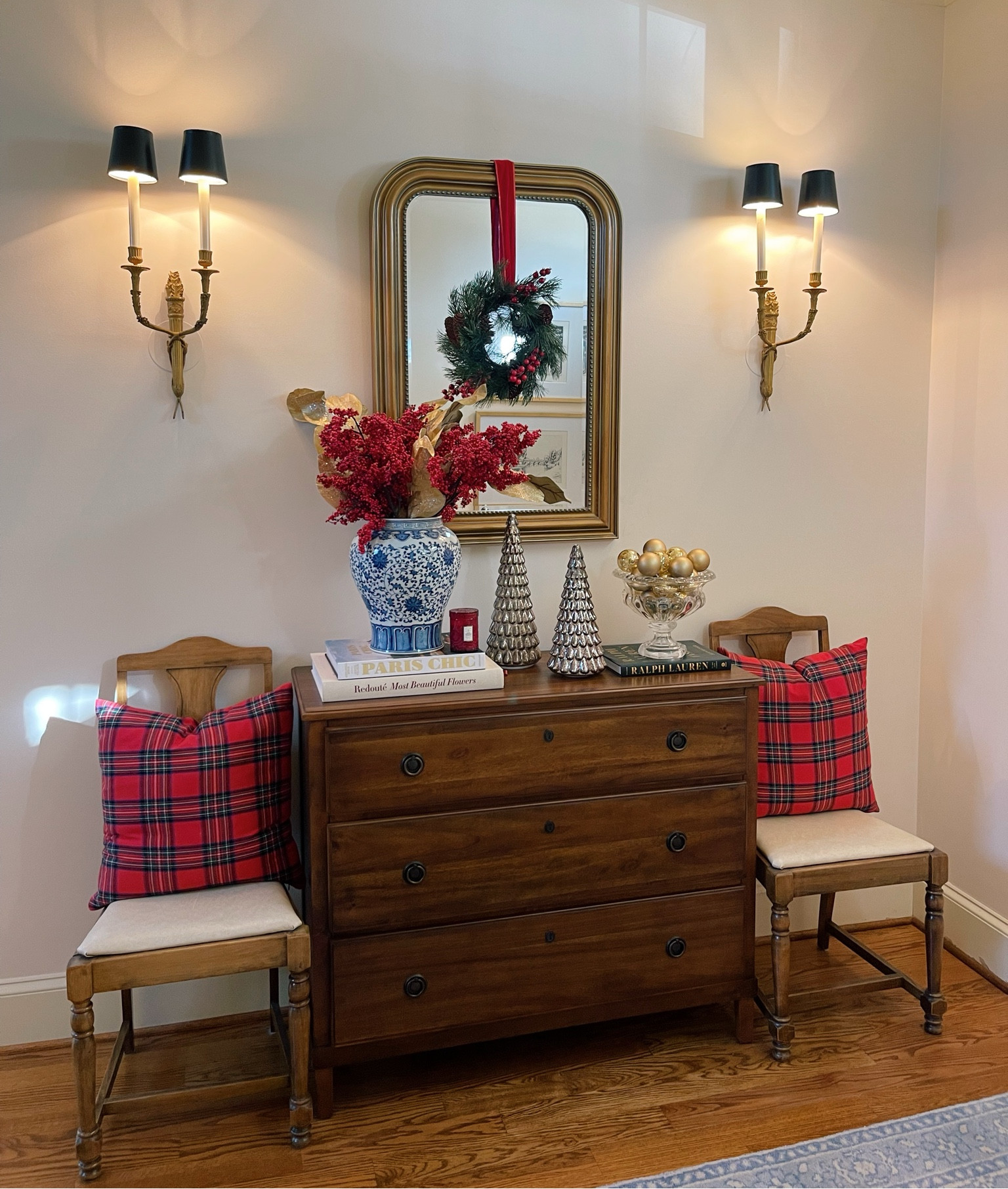 Cozy entryway ready for Christmas 🥰✨ Linking similar pieces because I have had all of these for years! 

#LTKHome #LTKSeasonal #LTKHoliday