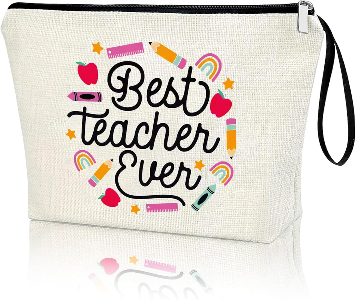 Teacher Appreciation Gifts Teacher's Day BEST TEACHER EVER Chrismas Gifts Makeup Bag Travel Cosme... | Amazon (US)