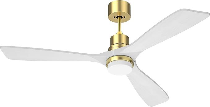 Obabala 52" White Ceiling Fans with Lights Remote Control Modern 3 Blade Wood Ceiling Fan with Li... | Amazon (US)