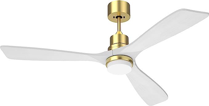 Obabala 52" White Ceiling Fans with Lights Remote Control Modern 3 Blade Wood Ceiling Fan with Li... | Amazon (US)