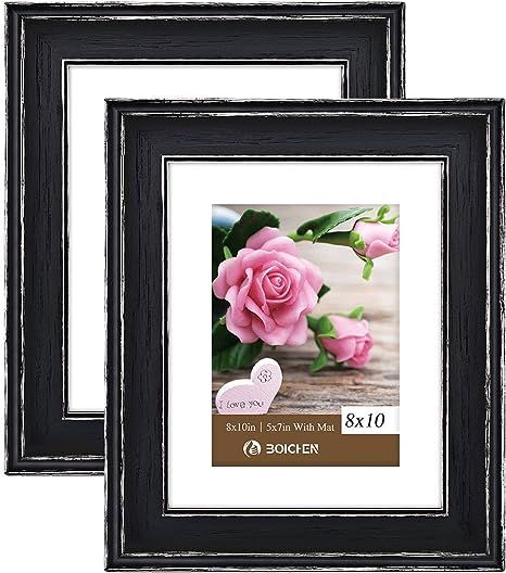 BOICHEN Picture Frames 8x10 Black (Set of 2 Pack) - Rustic Farmhouse Distressed Wood Frame - Phot... | Amazon (US)