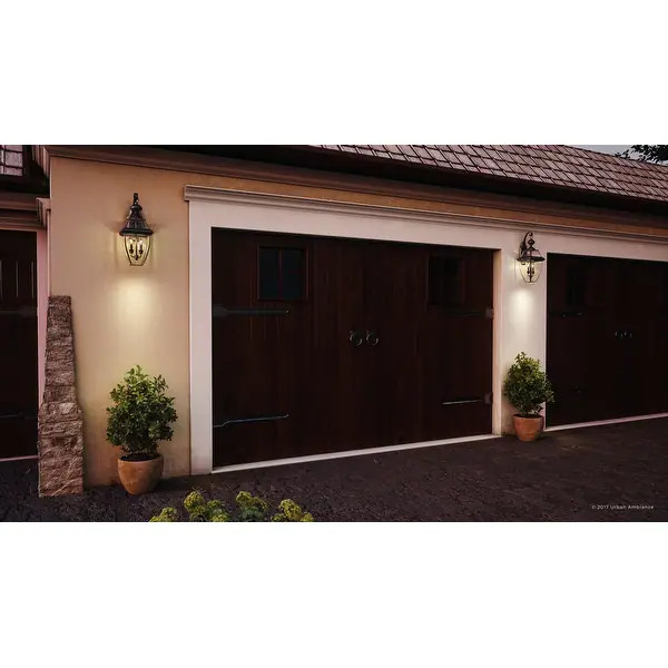 Luxury Colonial Outdoor Wall Light, 20"H x 10.5"W, with Tudor Style, Versatile Design, Black Silk... | Bed Bath & Beyond