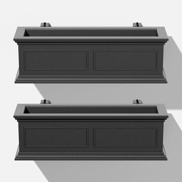 Veradek Brixton Railing Planter - 2 Pack (36 inch, Black) Black 11"H x 11"W x 36"L - 2 Pack | Walmart (US)