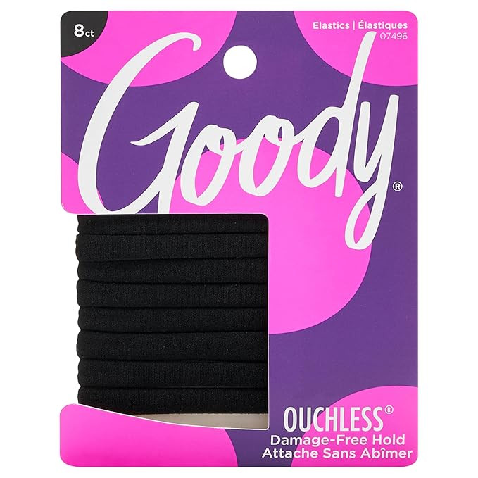 Goody Ouchless Seamless Hair Elastics, 8 Ct, Black, Damage-Free Gentle Hold Elastic Ties, No Snag... | Amazon (US)