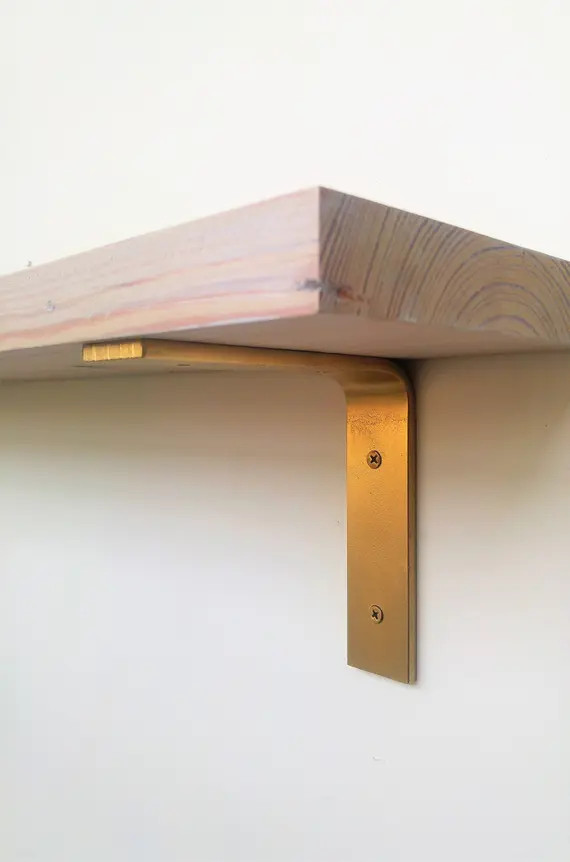 Set of Two Gold or Copper Finished Steel Shelf Brackets  Two - Etsy | Etsy (US)