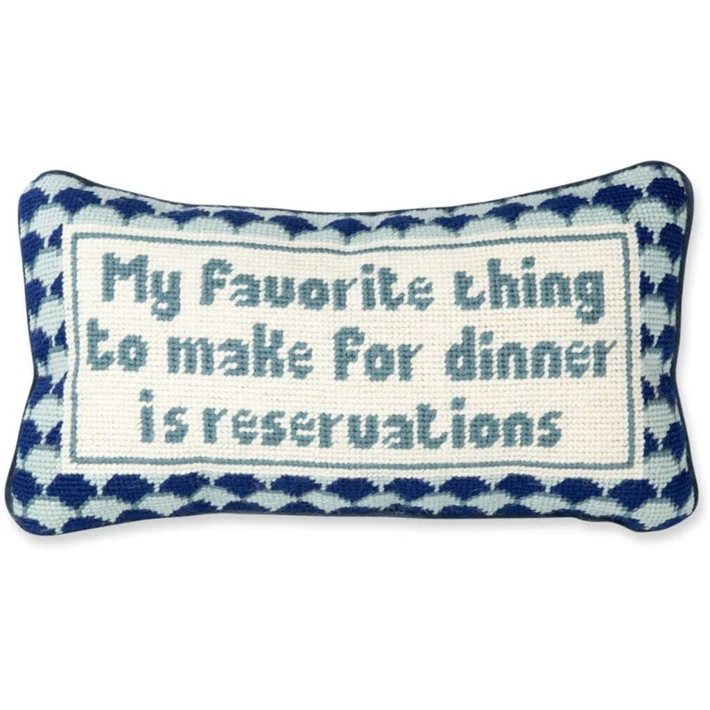 FURBISH Needlepoint Decorative Throw Pillow - with Reservations - 8" x 14" - Small Embroidered Ac... | Amazon (US)