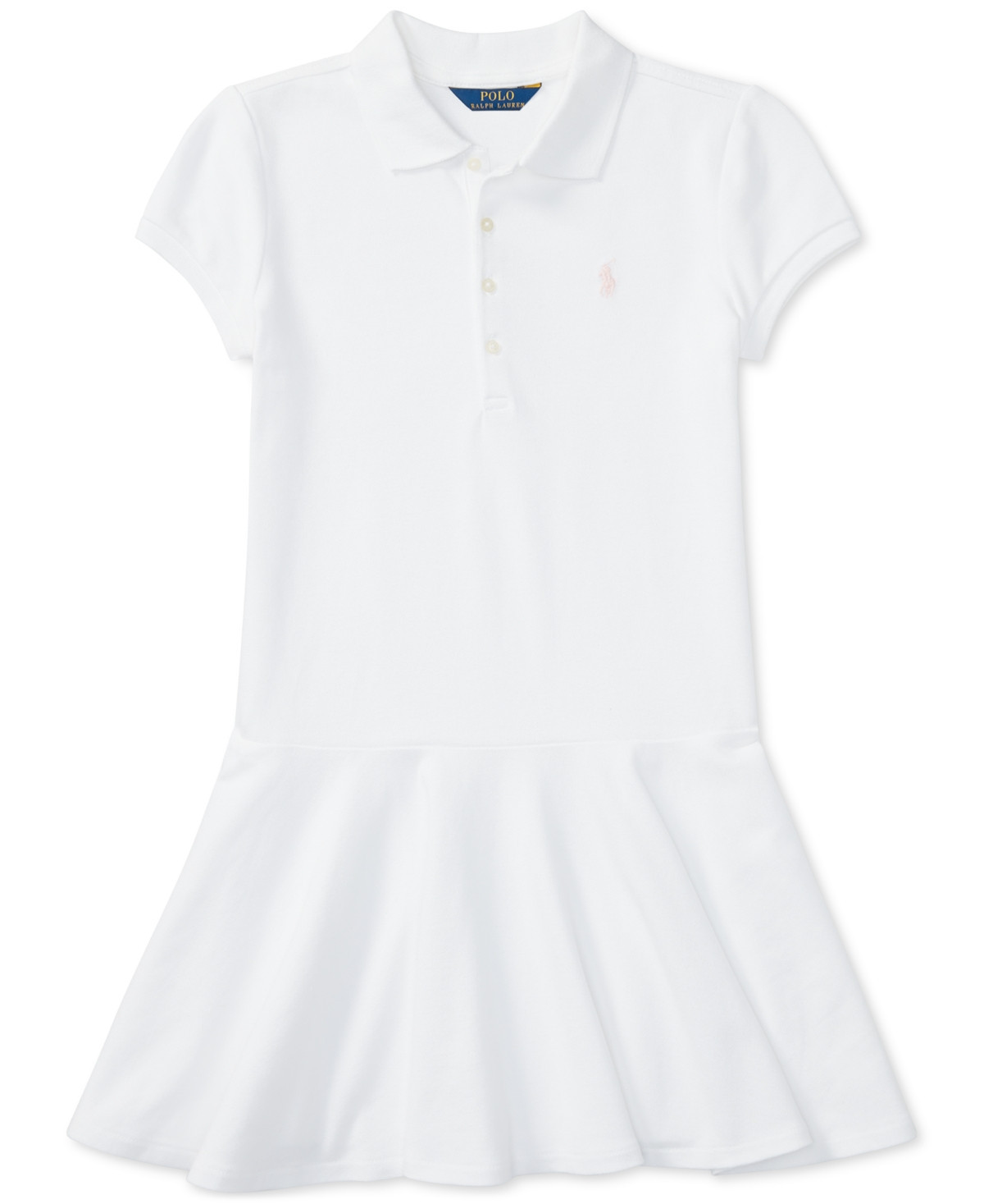 Big Girls Cotton Mesh Short Sleeve Polo Dress - White | Macy's