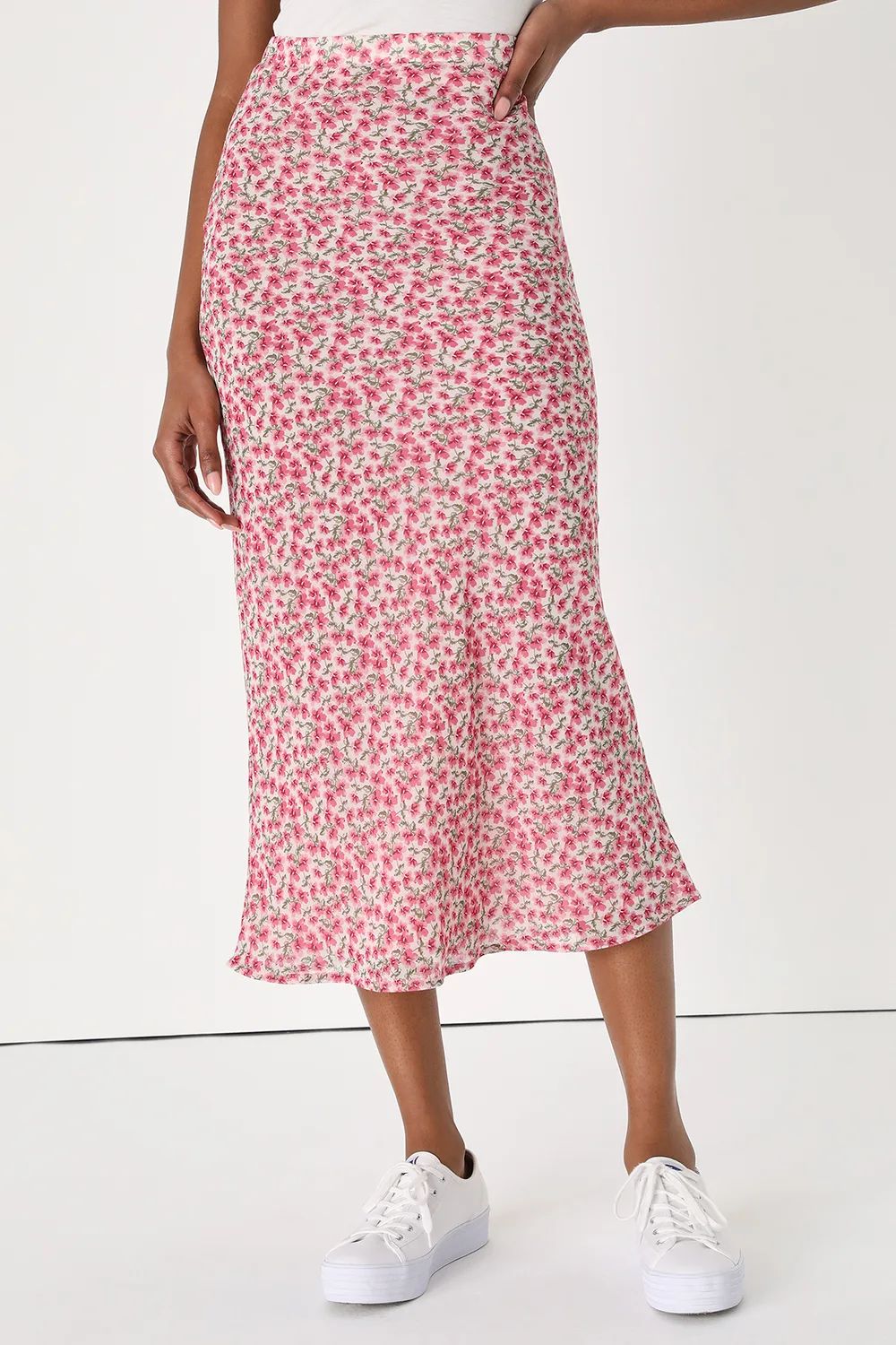 Always Musing Pink Floral Print Midi Skirt | Lulus (US)