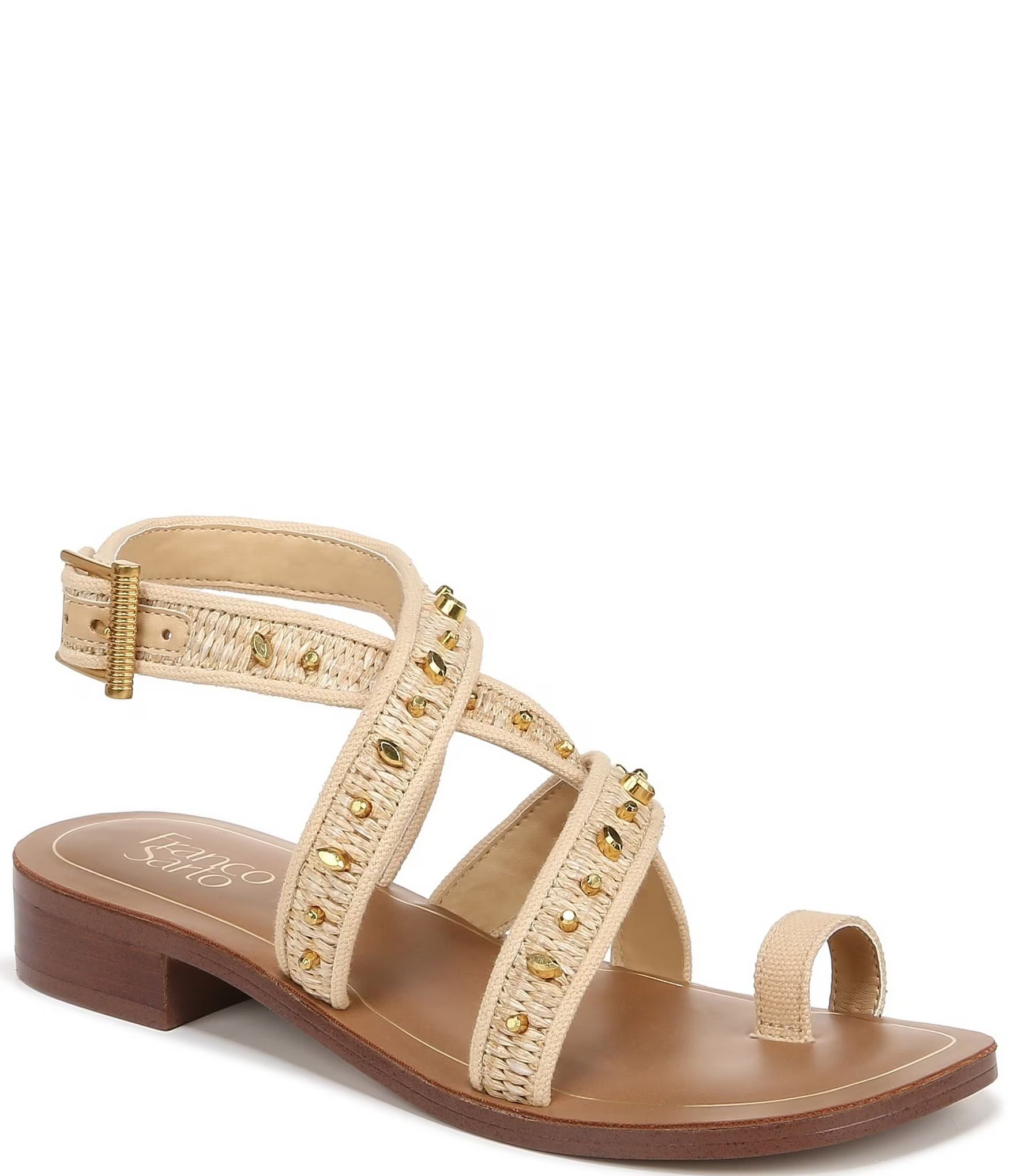 Ina2 Studded Raffia Toe Loop Sandals | Dillard's