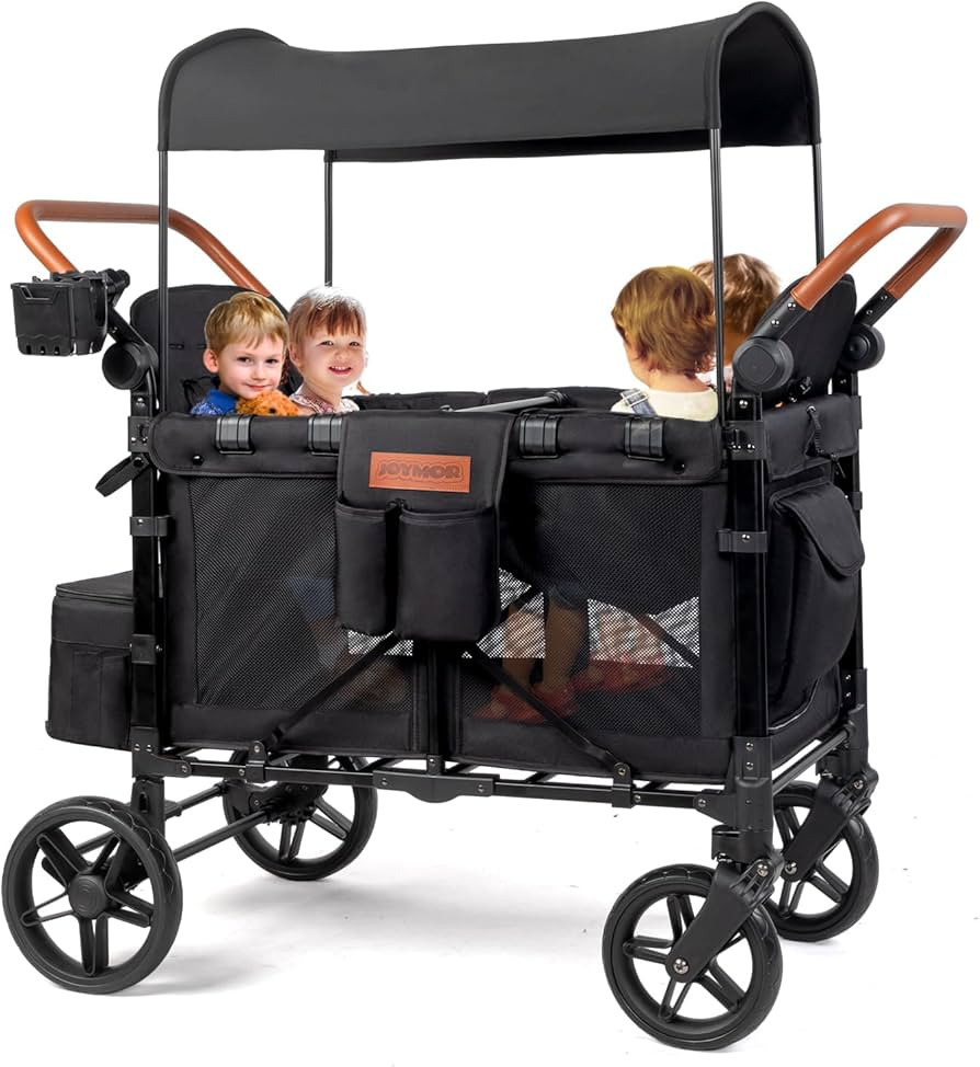 JOYMOR Quad Pro Stroller Wagon for 4 Kids, Bus Seating High Seat & Face to Face, Rubber Wheel, Do... | Amazon (US)