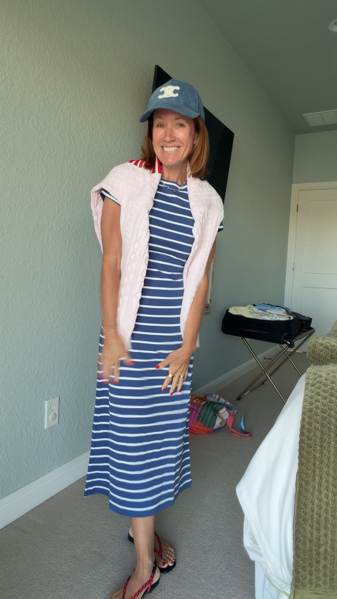 Madewell sale finds that are coming with me all summer long ☀️ The striped midi dress and sandals are both on sale and the little sweater throw over from Target gives it that effortless coastal grandma vibe without trying too hard. Linking this whole look because every piece is so easy to mix and match for vacation, lake weekends, errands, or casual summer dinners.

striped midi dress, Madewell sale, summer dresses for women, comfortable summer outfit, vacation outfit idea, casual chic outfit, Target sweater, jelly sandals, summer sandals, coastal style outfit, effortless mom style, easy summer fashion, lake weekend outfit, travel outfit inspo @Madewell

#LTKootd #LTKSaleAlert #LTKPetite