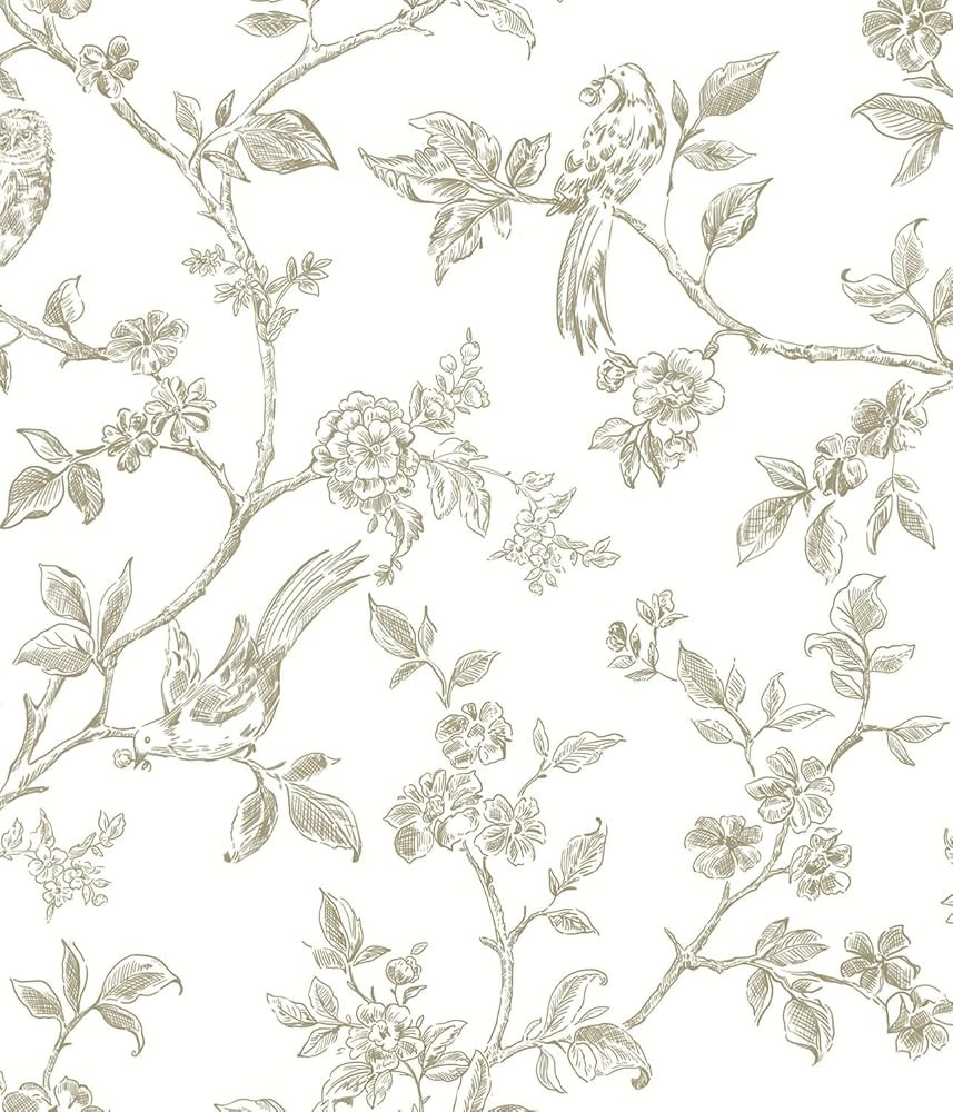 Orainege Beige and White Floral Wallpaper Peel and Stick Wallpaper 16.9"x118.1" Vintage Floral Pe... | Amazon (US)