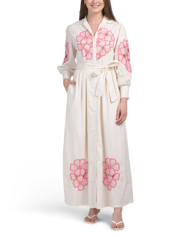 Long Sleeve Beaded Floral Embroidered Maxi Dress | TJ Maxx
