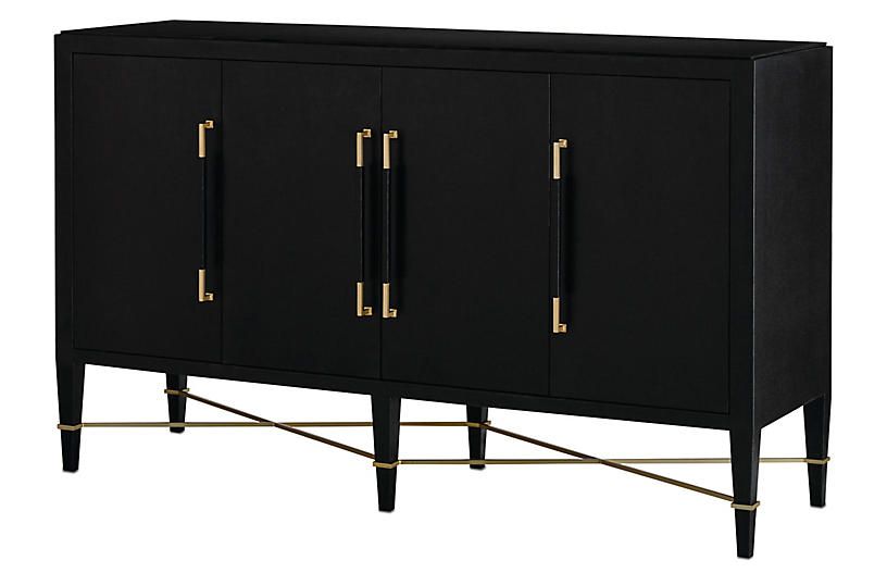 Verona Sideboard, Black Lacquered Linen/Champagne | One Kings Lane