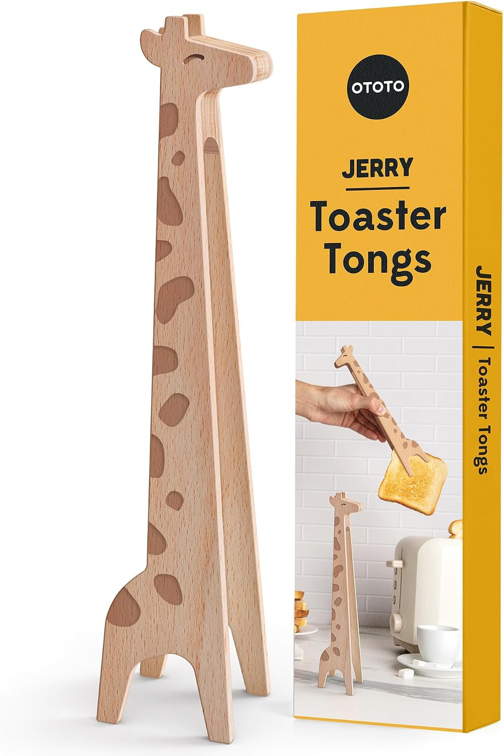 NEW OTOTO Jerry the Giraffe Toaster Tongs - Multipurpose Wooden Tongs for Cooking, Serving Food, Kitchen Gifts, Fun Gifts, Cute Kitchen Accessories, Fun Gadgets | Amazon (US)