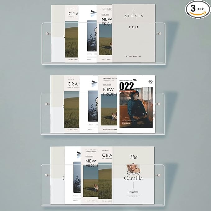 Cutora Acrylic Brochure Holder Wall Mount 3PACKS Clear Hanging Magazine Rack Bookshelves Comic Di... | Amazon (US)
