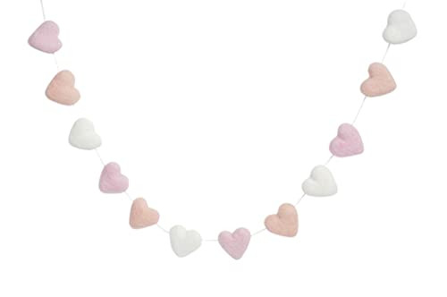 4 Foot Felt Heart Garland - Valentines Day Banner - Pink, Blush, White - 4 cm felt hearts (12 tot... | Amazon (US)