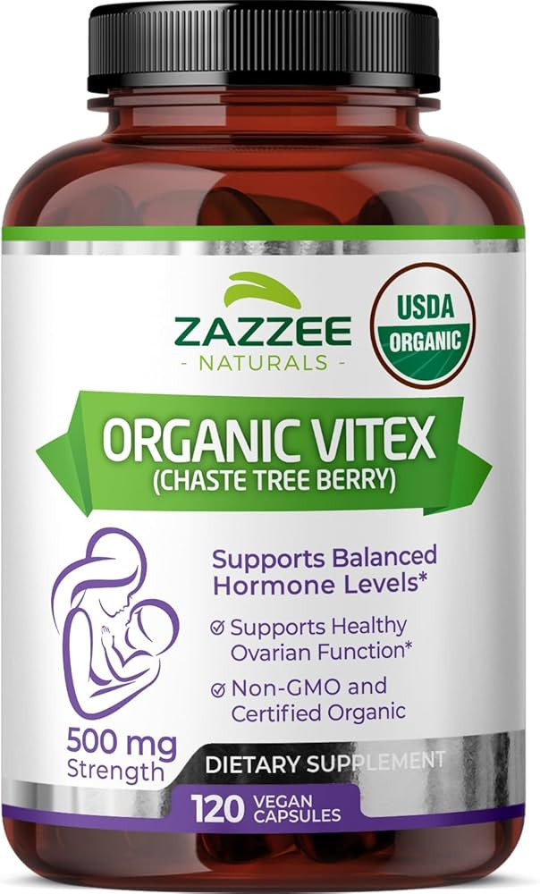 Zazzee USDA Organic Vitex, 500 mg Strength, 120 Vegan Capsules, 4 Month Supply, Standardized and ... | Amazon (US)