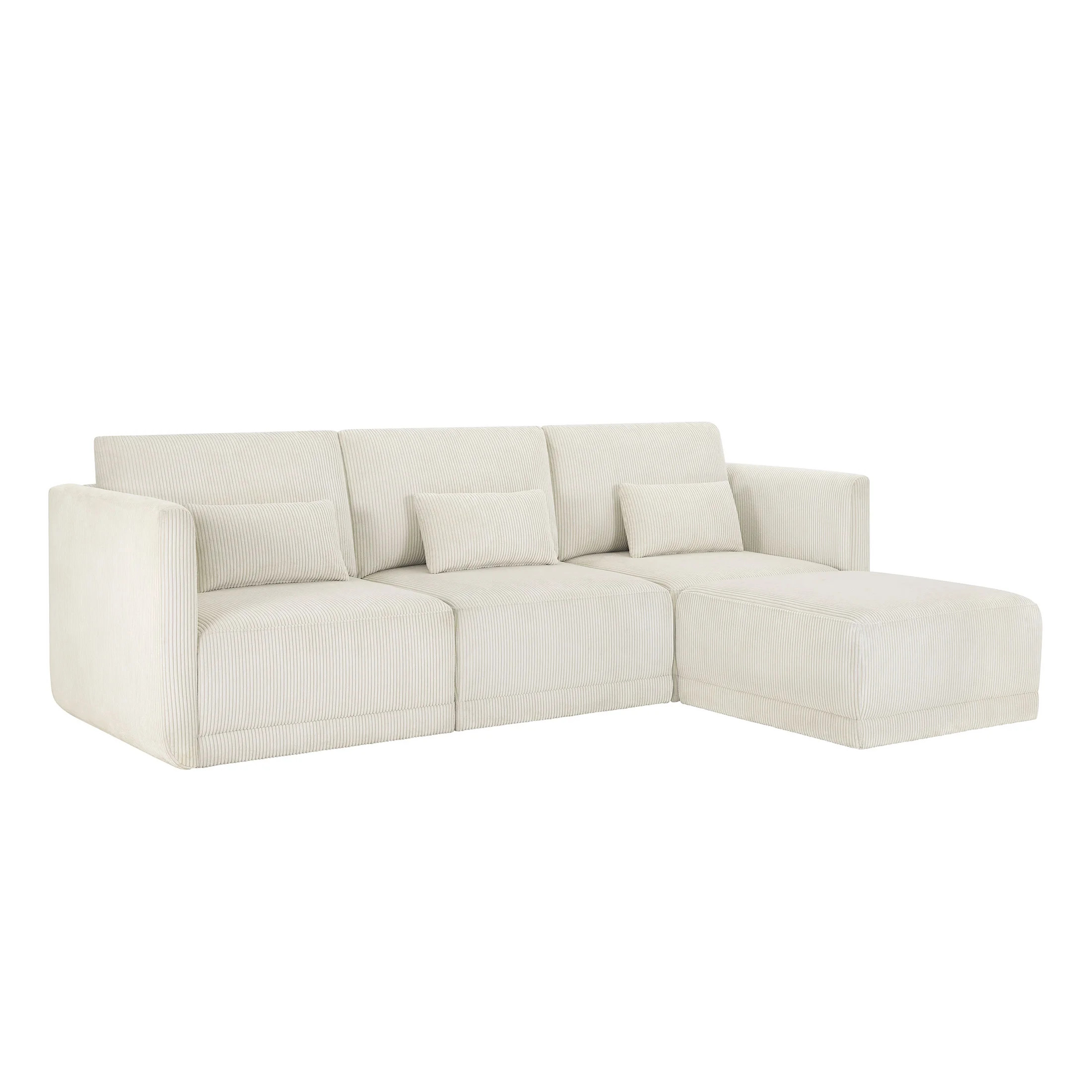 Beautiful Drew Modular Sectional Sofa with Ottoman by Drew Barrymore, Vanilla Cord | Walmart (US)