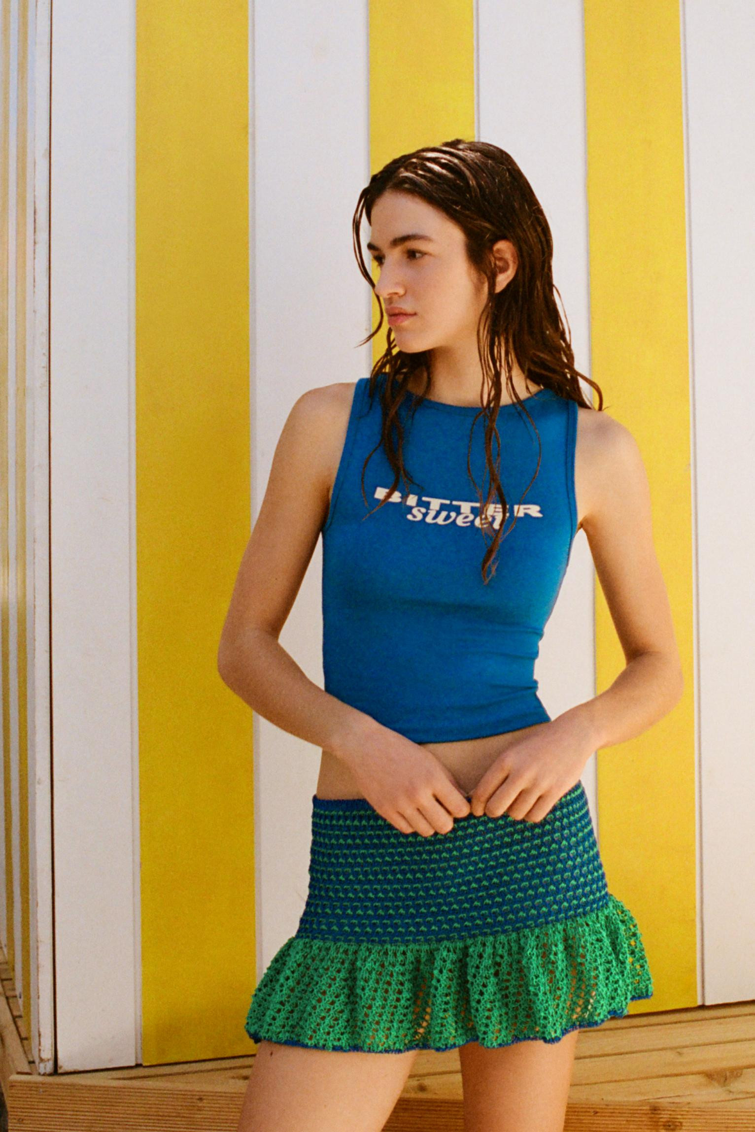 Ruffled crochet mini skirt | Pull&Bear United Kingdom | PULL and BEAR UK