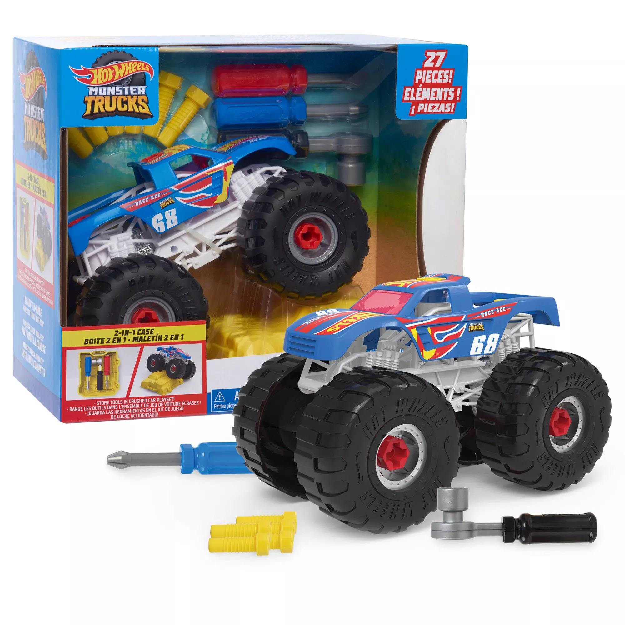 Monster Jam, 2-in-1 Launch N' Go Hauler Playset and Storage with