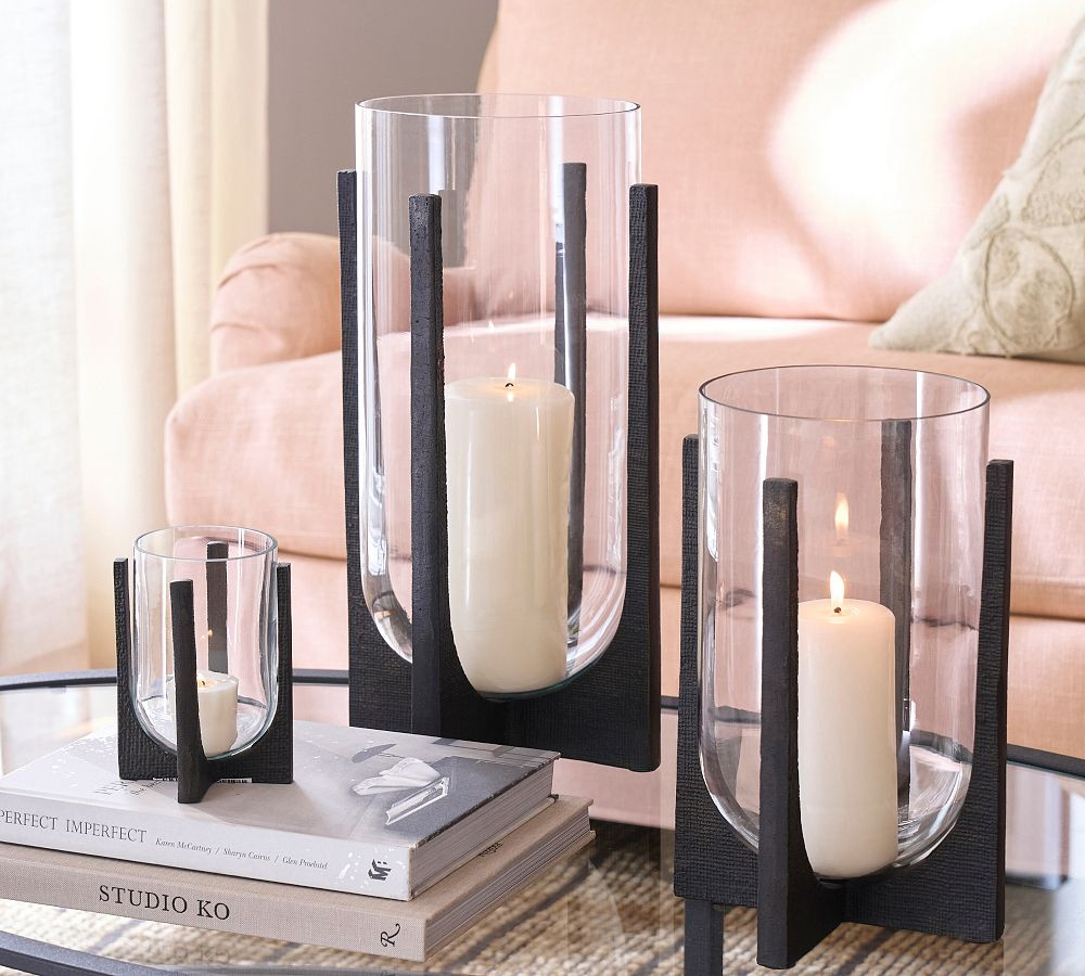Mesa Cast Iron Hurricane Candle Holder | Pottery Barn (US)