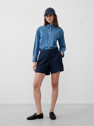 Linen-Blend Pull-On Short | Banana Republic Factory