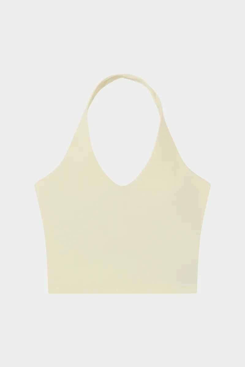 SCULPTING STRETCH HALTERNECK TOP - YELLOW | The Couture Club