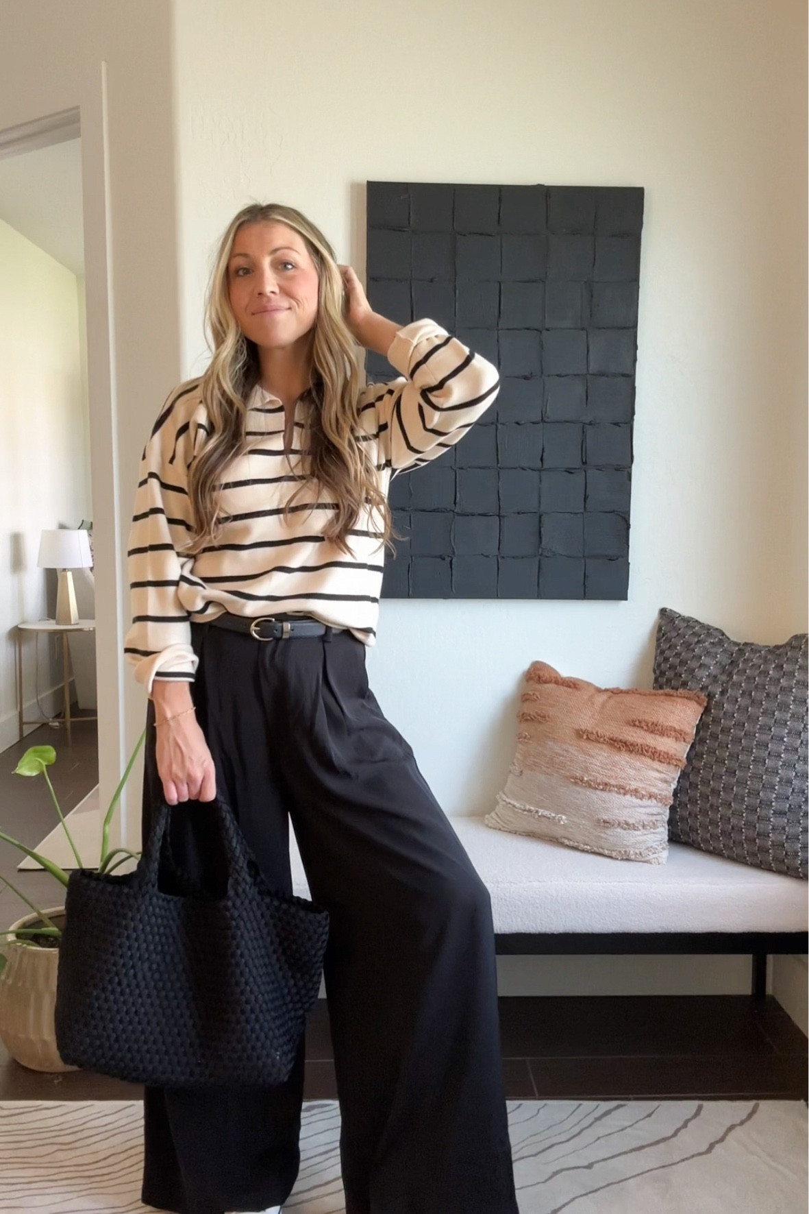 Realistic elevated outfits for when you have nothing to wear. Every woman needs a pair of black wide leg pants to dress up or down. SHOP these pieces in my LTK or on my blog. #stylingtips #outfitideas #falloutfits #realisticoutfits #nothingtowear #everydaybasics #wardrobeessentials #howtoelevateyourstyle

#LTKstyletip #LTKfindsunder100 #LTKSeasonal