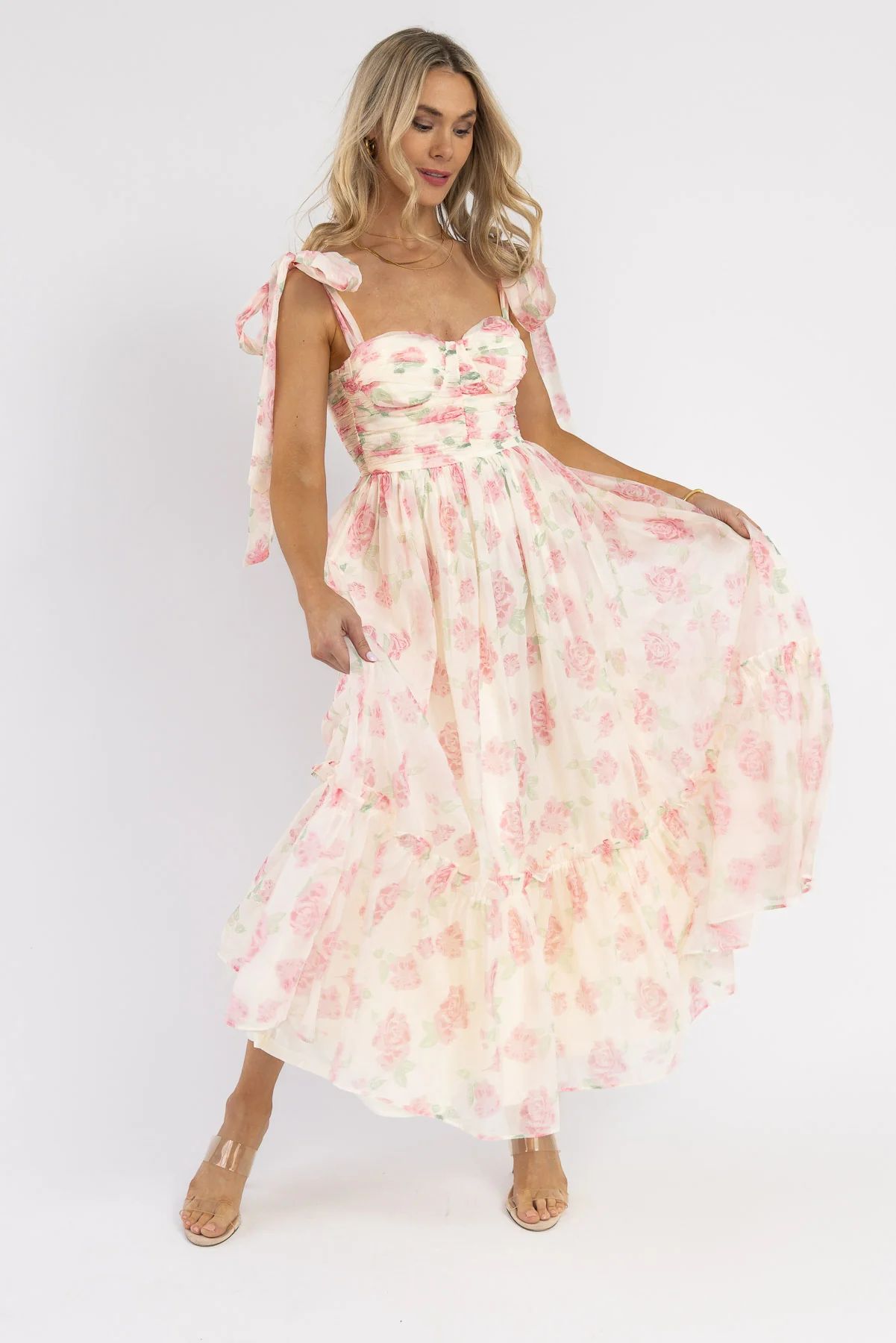 Sweet Serenade Blush Floral Maxi Dress | JO+CO