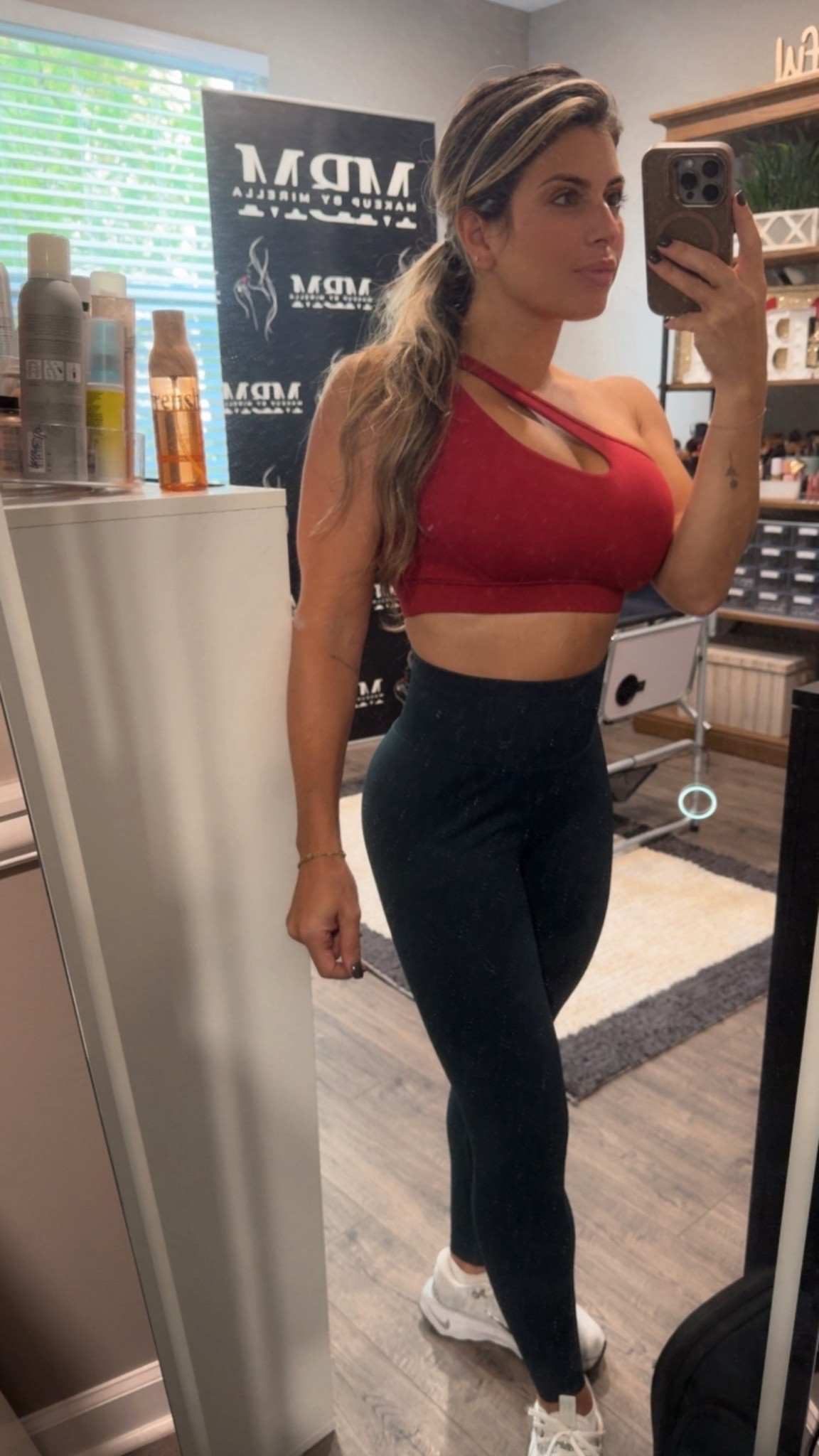High end feel but not the price tag! 
Got a size small in the top! Did a high intensity workout with it and it didn’t move once! 
Leggings are a small! No rolling down and squat proof! Perform just as good as my name brand! 

#LTKPetite #LTKActive #LTKFindsUnder50
