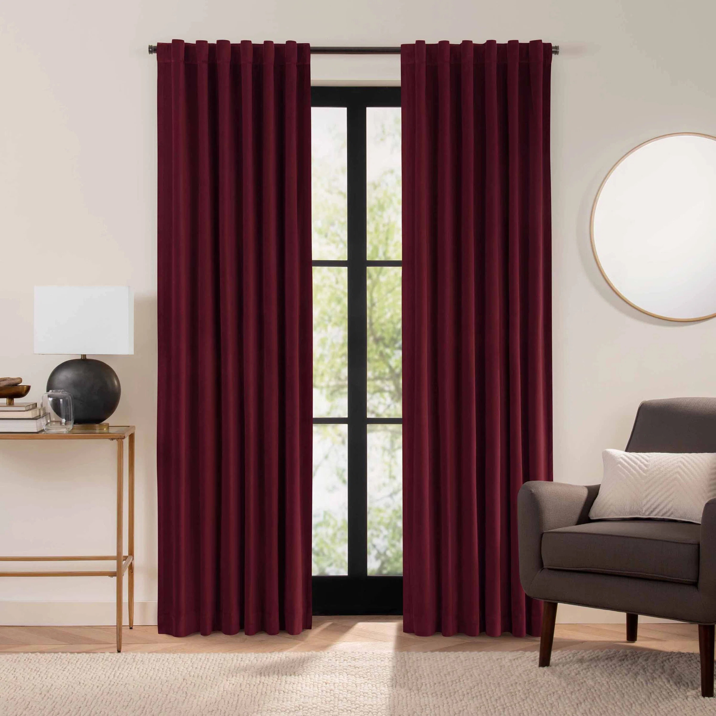 Eclipse Luxury Cotton Velvet 100% Blackout Rod Pocket Back Tab Curtain Panel | Wayfair North America