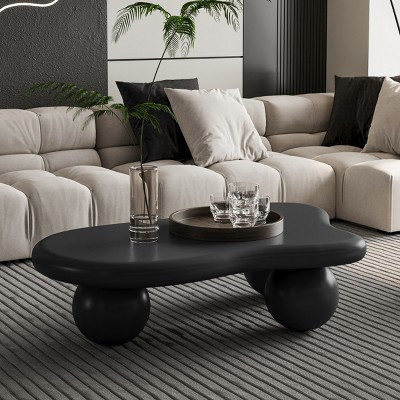 Coolbiibla Modern MDF Wood Low Black Cloud Shaped Coffee Table,Living Room,Bedroom Irregular Cloud Coffee Side Table with 3 Ball Legs,Indoor End Table | Target