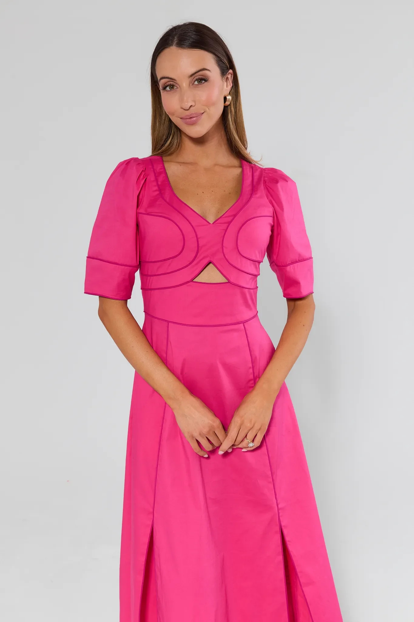 Andrea Pink Midi Dress | Avara