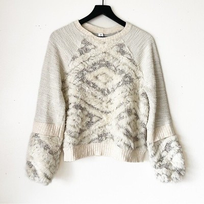 Anthropologie AMADI Calista Faux Fur Sweatshirt Women’s size Medium | eBay US
