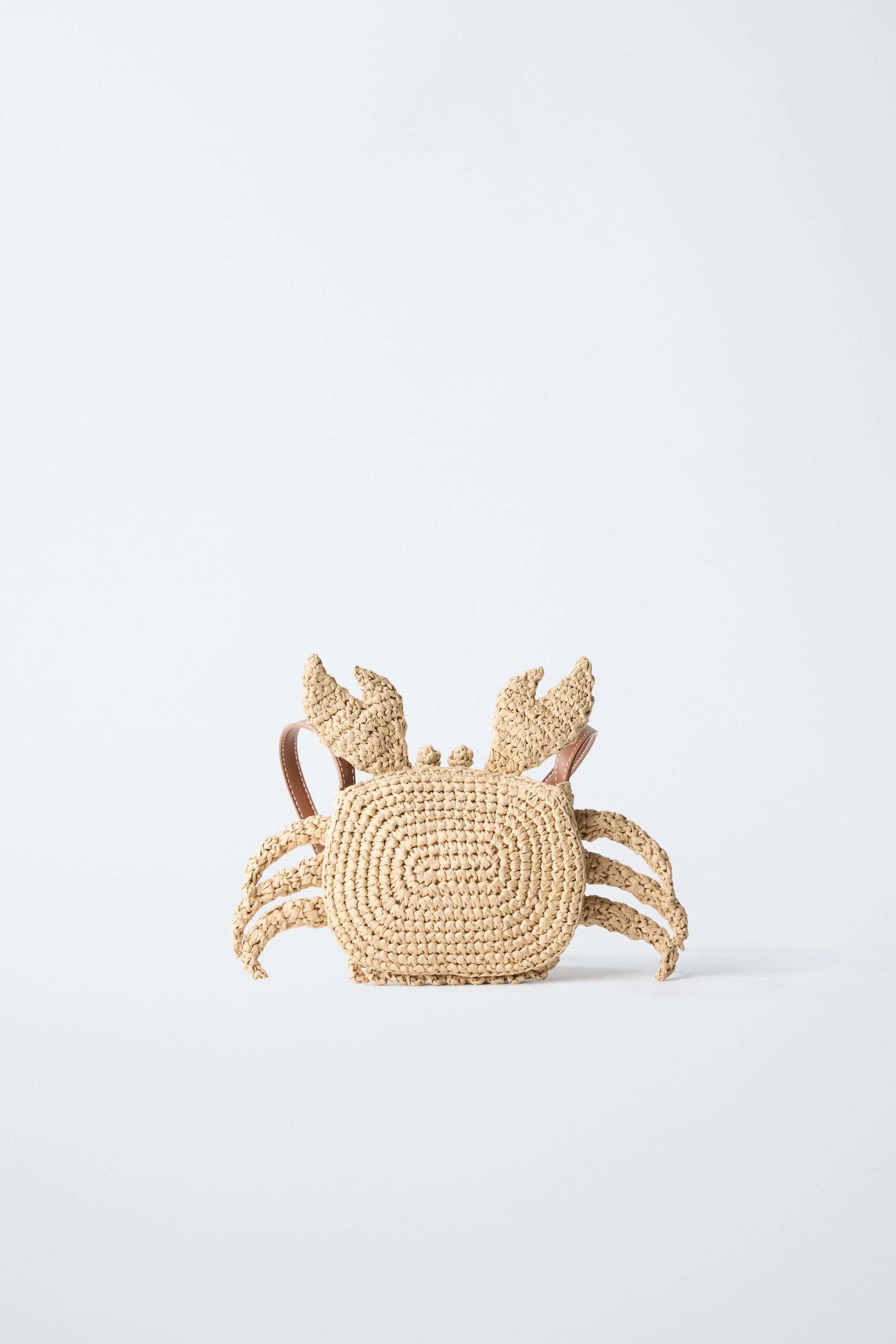 RAFFIA EFFECT CRAB CROSSBODY BAG | Zara US