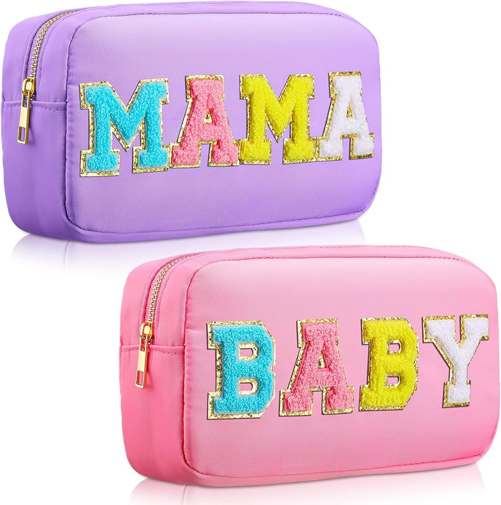 Sanwuta 2 Pieces Mama Gifts Makeup Bag Mom Birthday Gifts Nylon Cosmetic Bag Mothers Day Apprecia... | Amazon (US)