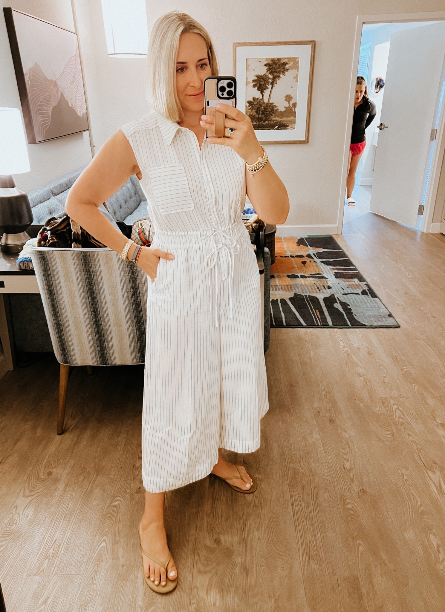 Summer Outfit
Vacation Outfit
Jumpsuit
Anthropologie
Linen

Fit Tip - runs true to size. In a medium 

Tkees sandals

#LTKSeasonal #LTKWorkwear #LTKStyleTip