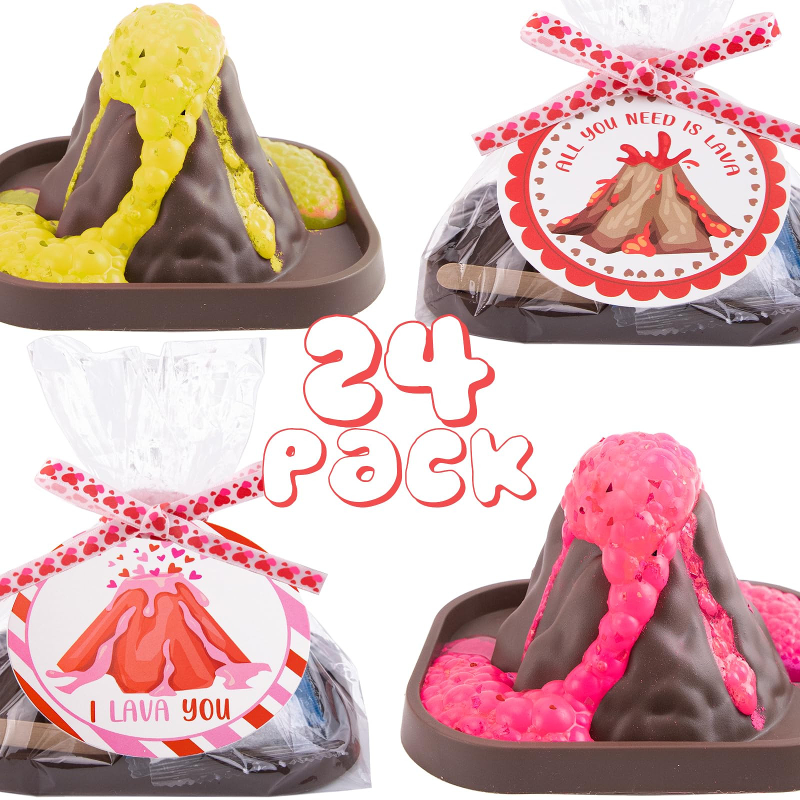 Valentines Gifts for Kids - 24 Pack Erupting Volcano Science Kit with Valentine's Cards, STEM Pro... | Amazon (US)