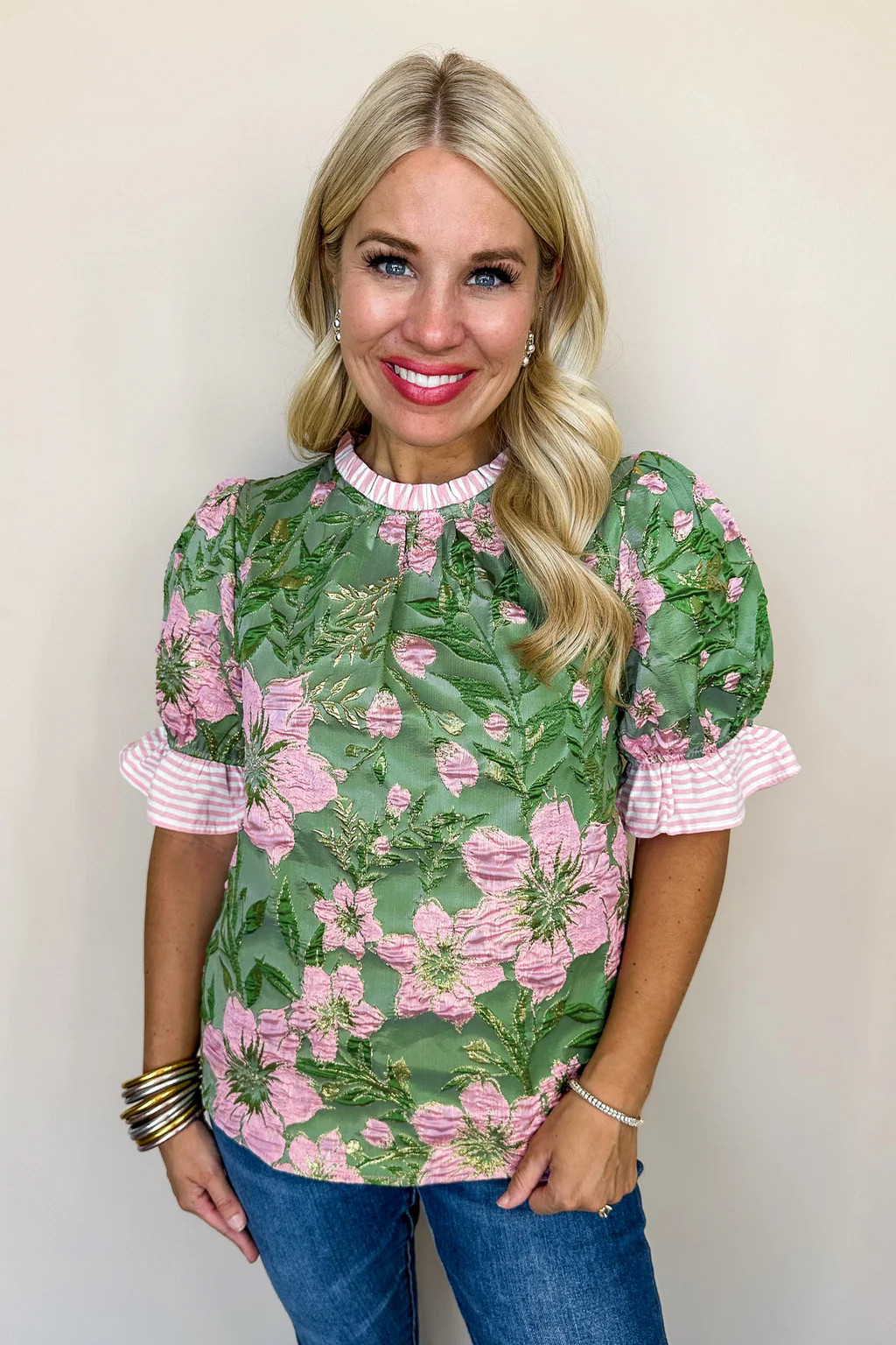 Bloom & Flower Green Blouse | Jules & James Boutique