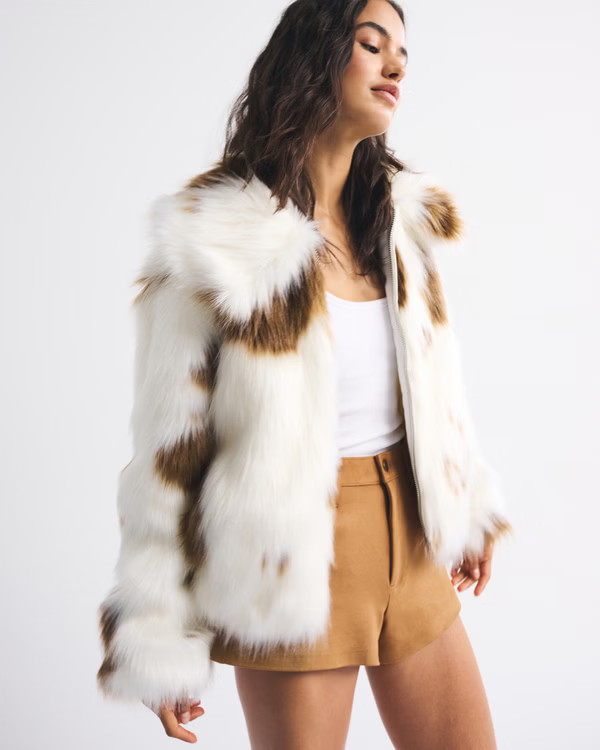Women's Short Faux Fur Coat | Women's New Arrivals | Abercrombie.com | Abercrombie & Fitch (US)