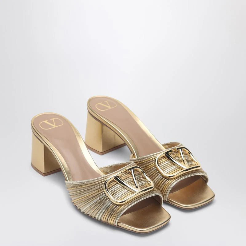 Valentino Garavani Sandalo Slide Vlogo Signature Gold | Baltini