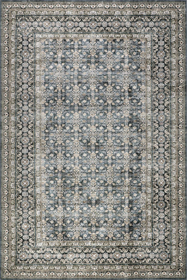 Kenia Medallion Spill Proof Washable Rug | Slate Blue | Rugs USA