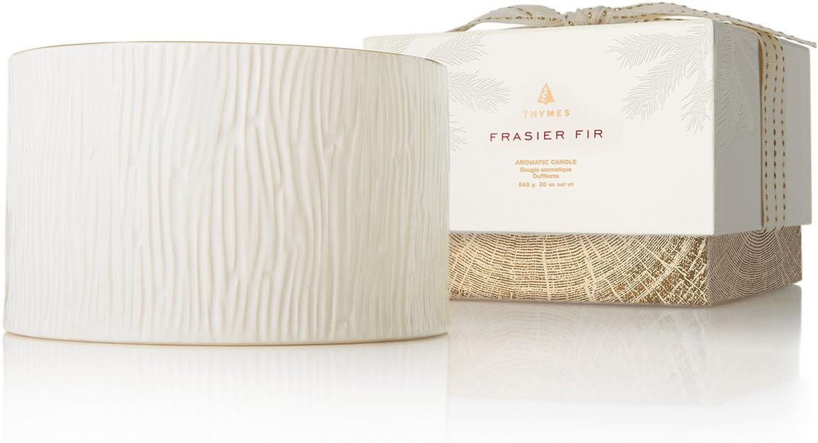 Thymes Frasier Fir Candle - Gilded Collection - Wood Grain Ceramic Design with 24-Karate Gold Rim... | Amazon (US)