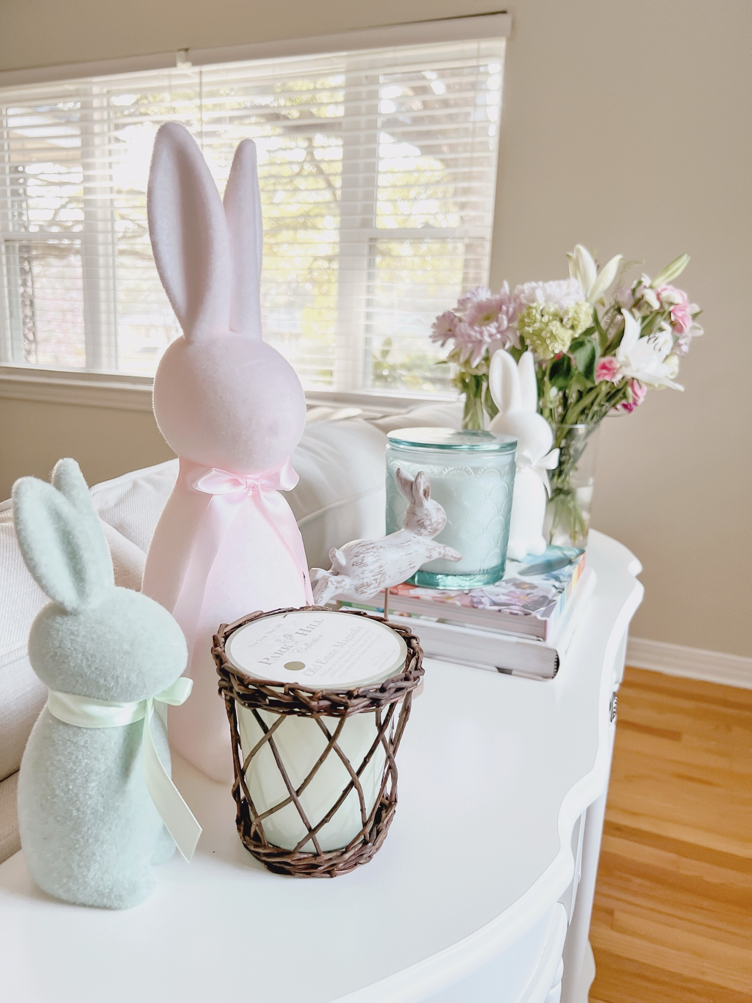Spring Decor from Walmart on my sofa table! Walmart had such a great seasonal spring decor option that was so affordable and too beautiful to pass up! 

#LTKSeasonal #LTKsalealert #LTKhome