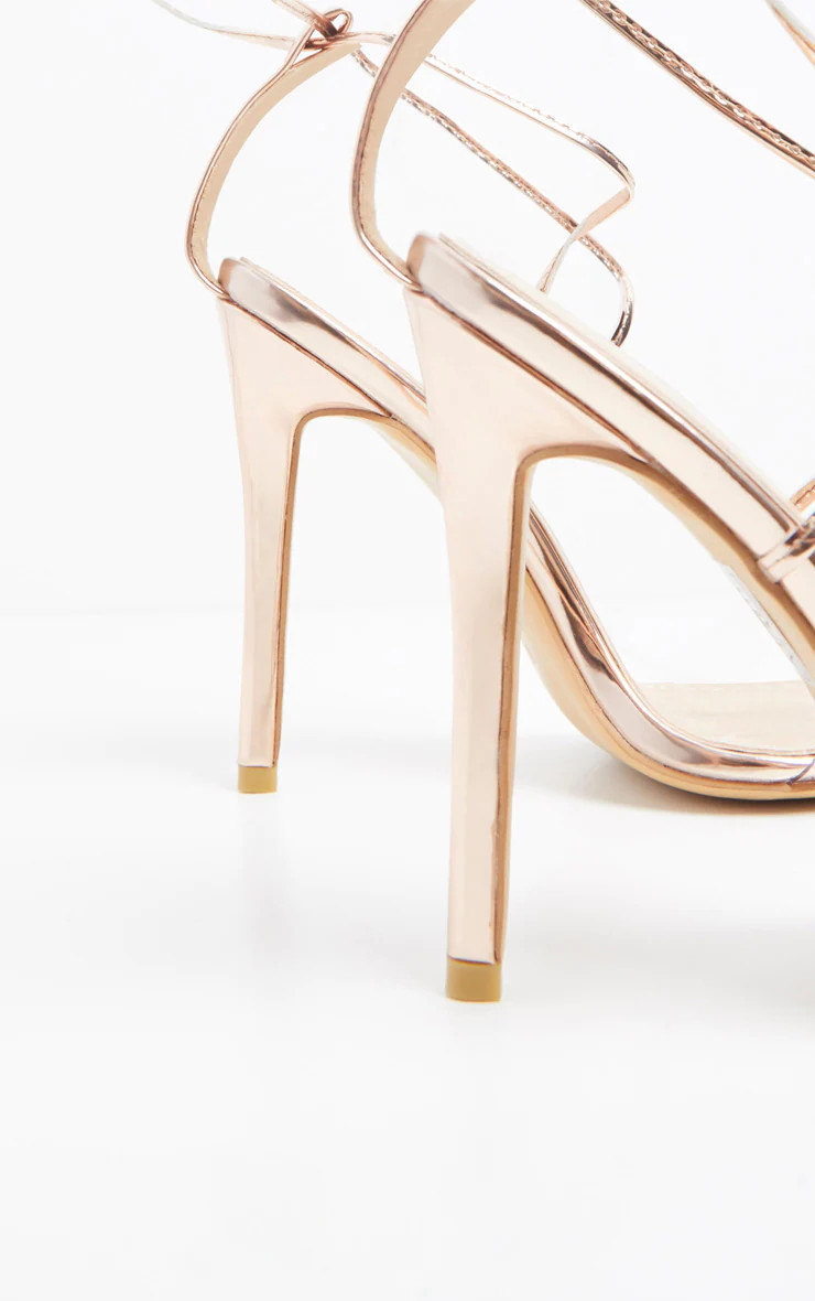 Rose Gold Strap Barely There Sandal | PrettyLittleThing US